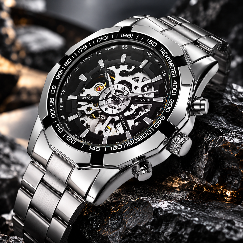Reloj Winner Automatic – Silver Skeleton